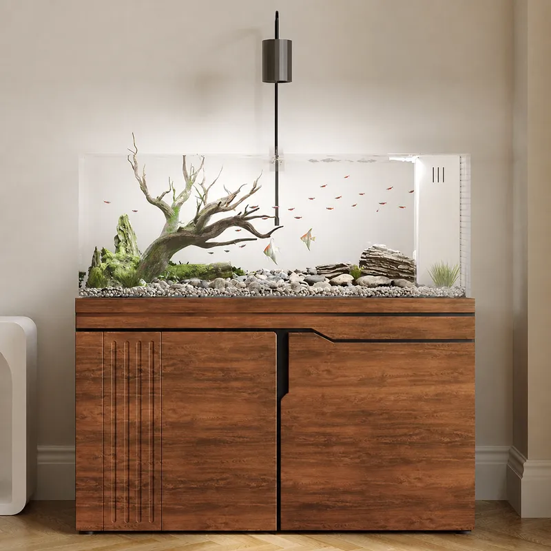 Aquarium Planted Tank Filter - Groot ultra-wit glazen aquarium met bodemfilter
